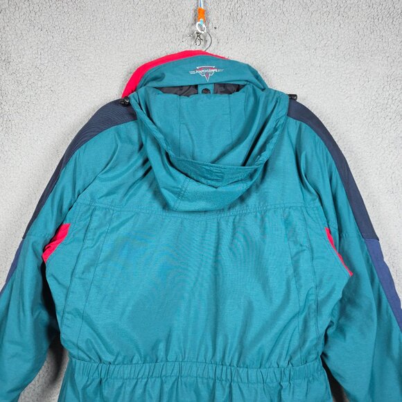 Vintage Hard Corps Ski Jacket Mens Medium Blue Green 90s Color Block Hooded - Picture 5 of 11